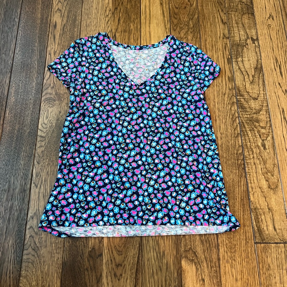 Lilly Pulitzer Etta Floral V-Neck T-Shirt, Small